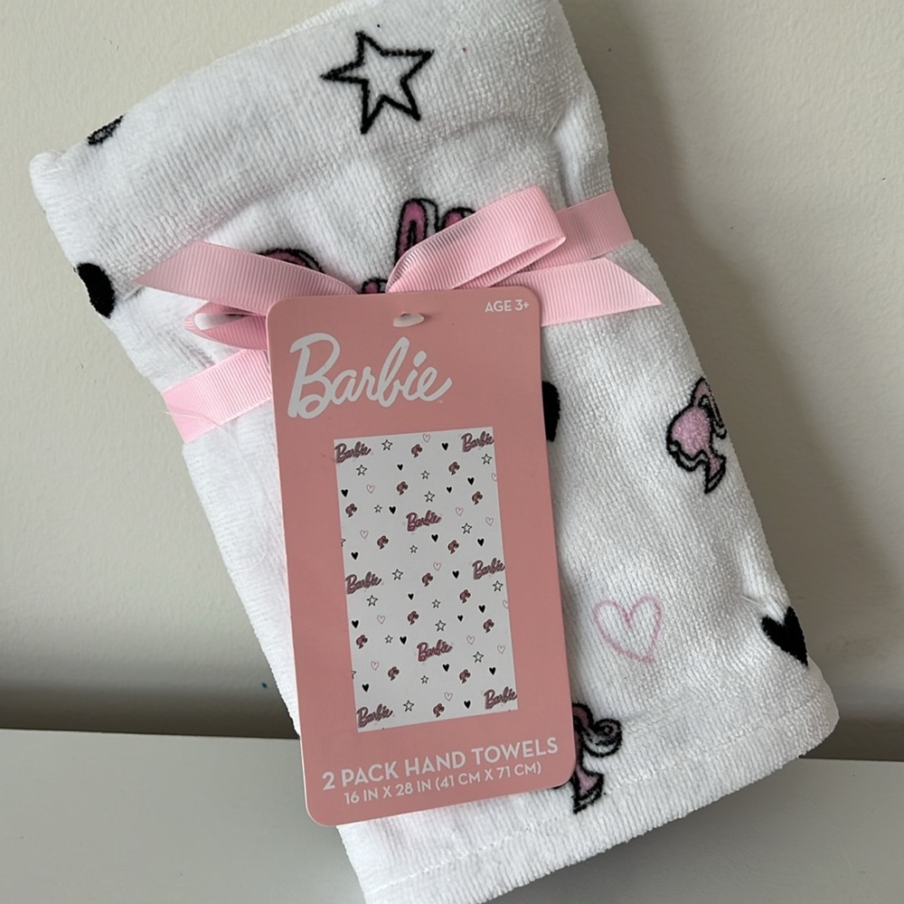 Barbie Hand Towels - Pink, White and Black Set of Two
